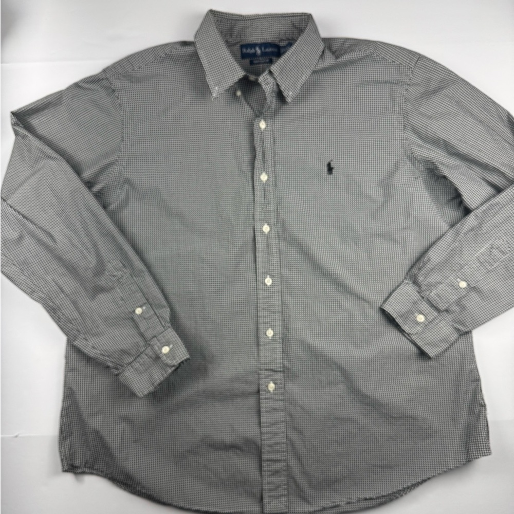 Ralph Lauren Men's Black and White Checkered long sleeve button up shirt XXL